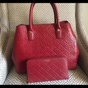 Henri bendel empire tote red with wallet